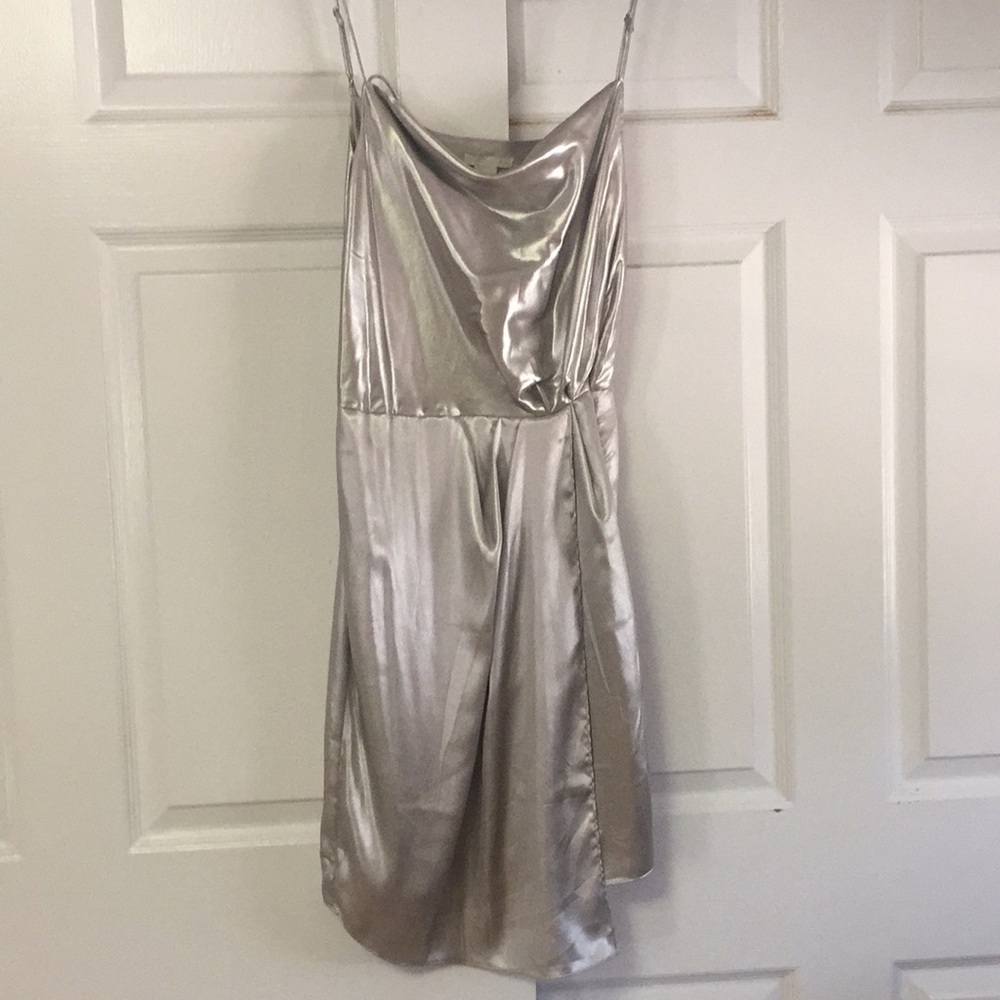 Silver Metallic Spaghetti Strap Dress
